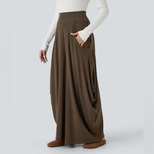 Halara NWT Mid Rise Pockets Draped Wide Leg Thermal Casual Pants Large